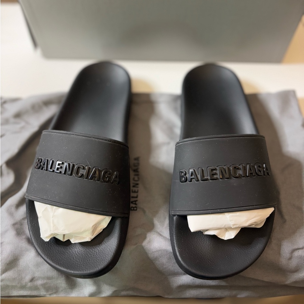 Balenciaga Black Slide Sandals